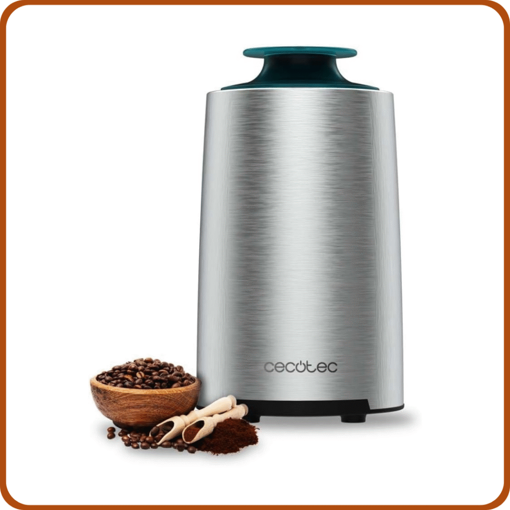 Cecotec Molinillo Café y Especias Titanmill 400 Steel, Potencia 200 W, Cuchilla Acero Inox, Capacidad 70 g, Sistema de Seguridad, Bajo nivel de ruido, Tapa transparente 