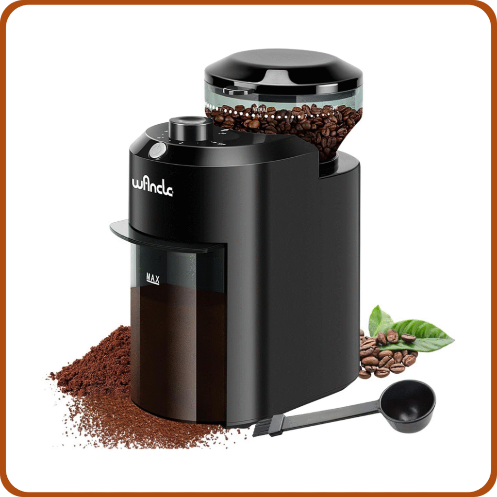 Molinillo de Café, Molinillo de Café Eléctrico Wancle, Molinillo de Café Ajustable para Granos de Café, con 28 Ajustes de Molido Preciso para 12 Tazas (Plástico, Negro) 