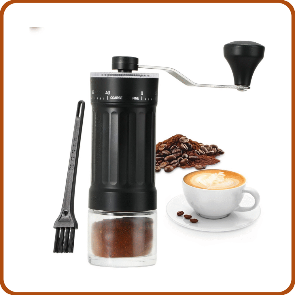 Kssiaz Molinillo de Café Manual, Cafetera con 25 g de Capacidad y 40 Ajustes Externos Ajustables, Molino de Cerámica Cónico para Espresso, Molinillo Espresso Portátil para Casa Viaje Camping Oficina 