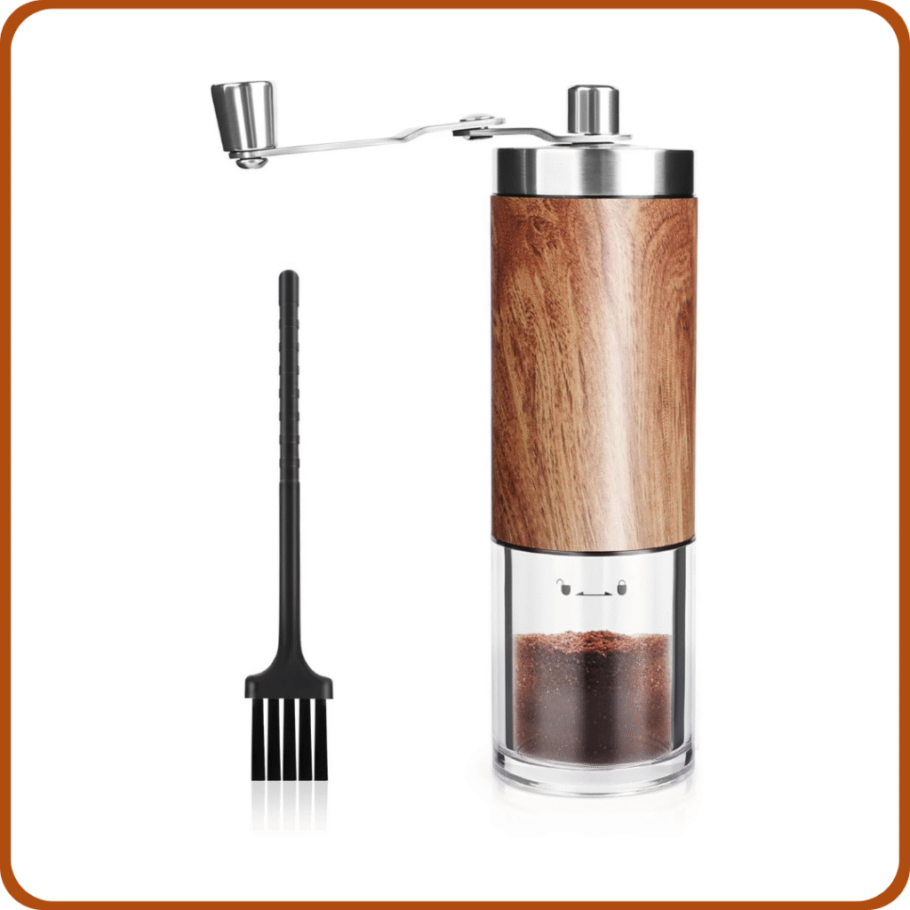 MXTIMWAN Molinillo Cafe Manual,Coffee Grinder,Molinillo de Café Portátil,Grado de Afilado Ajustable,Moledor de Cafe,Manual Molinillo de Café Con Cepillo de Limpieza,Molinillo para Casa y Exteriores 