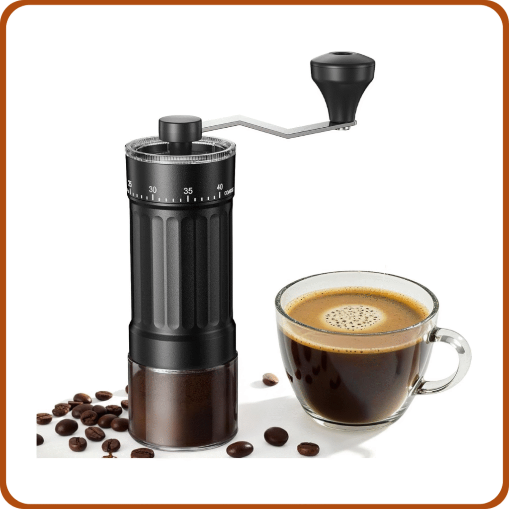 Mini Molinillo de Café Manual con 40 Ajustes Ajustables, Molinillo Cafe Manual de Mano Portátil con Capacidad de 30g, Molinillo Cónico con Manivela para Viaje, Camping, Oficina, Espresso, Pour Over 